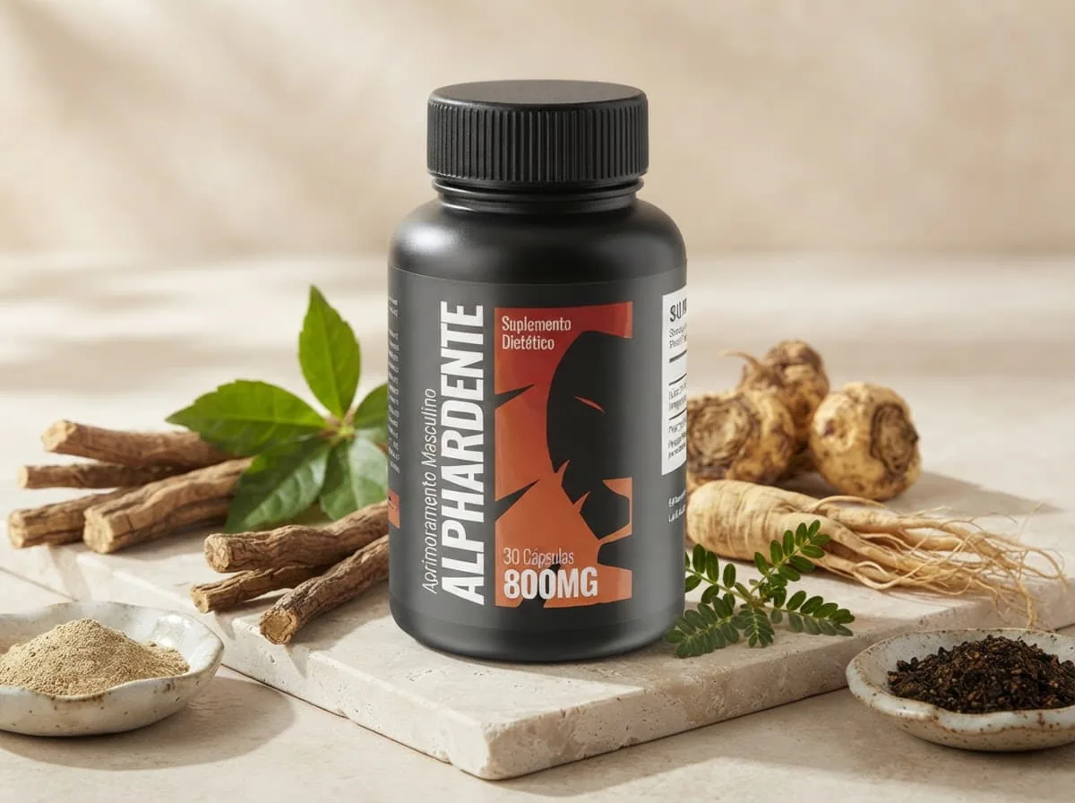Frasco de Alphardente original com raízes de Tongkat Ali, maca peruana e ginseng
