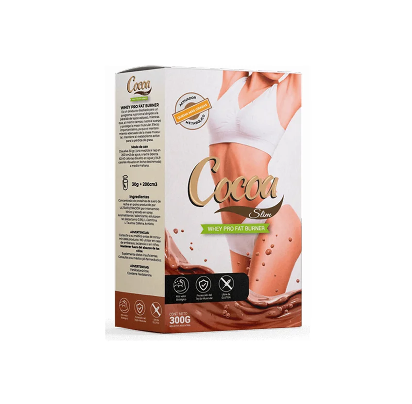 Cocoa Slim Whey Pro Fat Burner — Bebida sabor cacao con proteína de suero, L-carnitina y L-taurina
